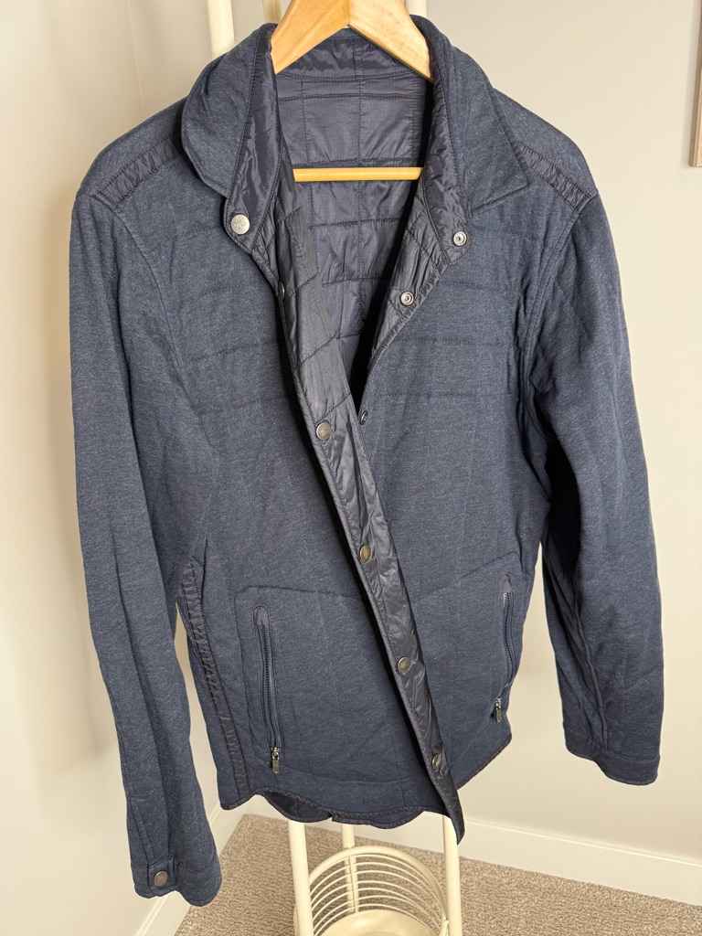 Zegna Sport Reversable Men's Lightweight Quilted Shirt Jacket In Navy